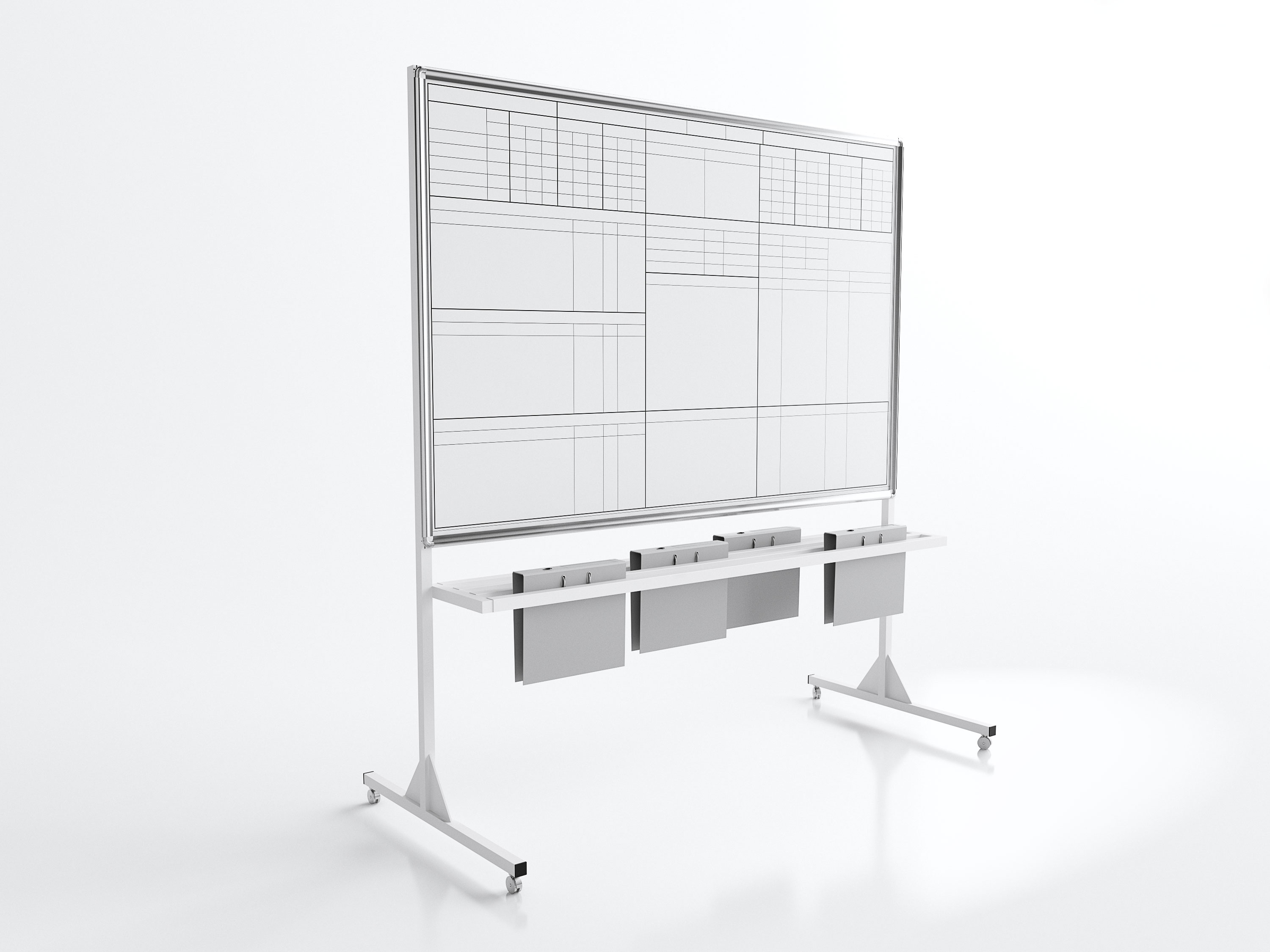 Tablica suchościeralna z wydrukiem na rolkach